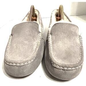 UGG Ladies 10 Ansley Grey Slip-on Moccasin Suede Slippers House Shoes - 1106878W